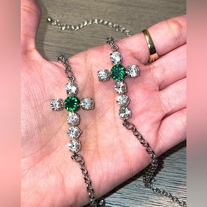 Sterling Silver Swarovski Irish Cross Set. NWOT